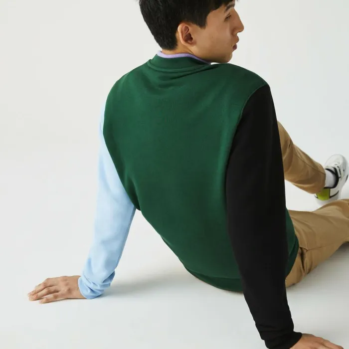 Sweaters and Sweatshirts Men Lacoste Men039s Brushed Fleece Sweatshirt Green Black Blue Ug6