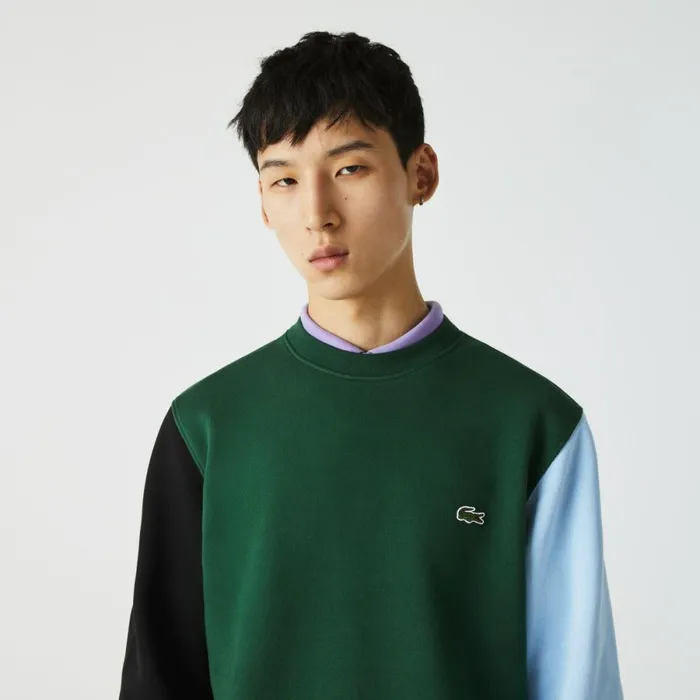 Sweaters and Sweatshirts Men Lacoste Men039s Brushed Fleece Sweatshirt Green Black Blue Ug6
