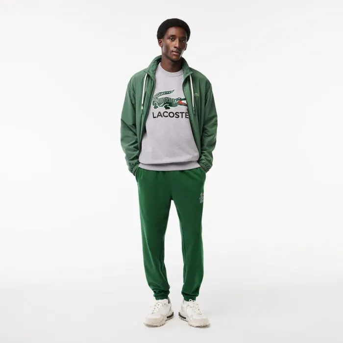 Sweaters and Sweatshirts Men Lacoste Men039s Classic Fit Cotton Fleece Sweatshirt Grey Chine Cca