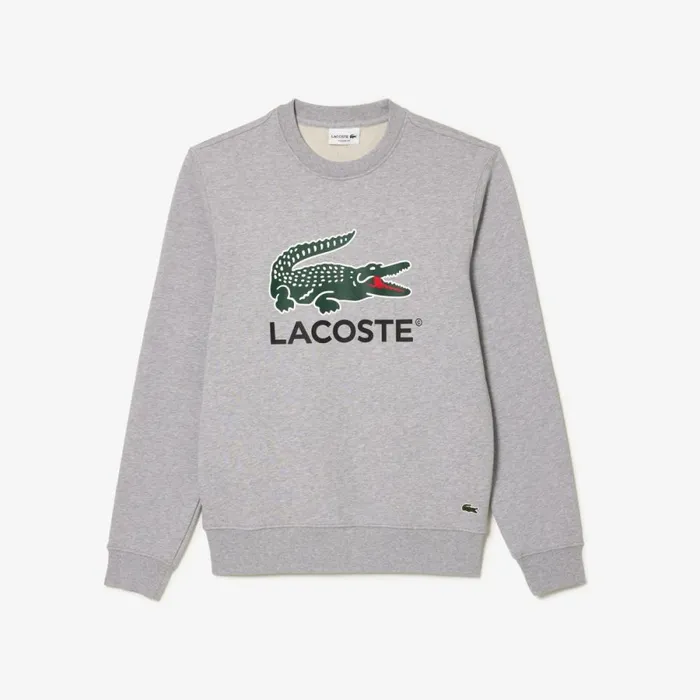 Sweaters and Sweatshirts Men Lacoste Men039s Classic Fit Cotton Fleece Sweatshirt Grey Chine Cca