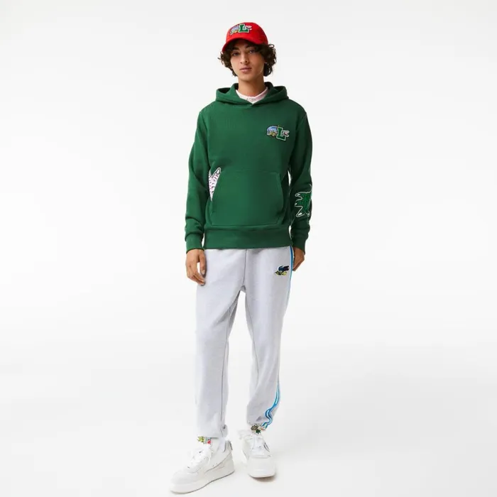 Sweaters and Sweatshirts Men Lacoste Men039s Comic Effect Print Hoodie Pine Green 132