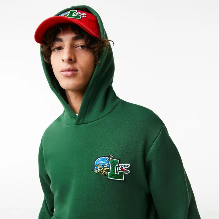 Sweaters and Sweatshirts Men Lacoste Men039s Comic Effect Print Hoodie Pine Green 132