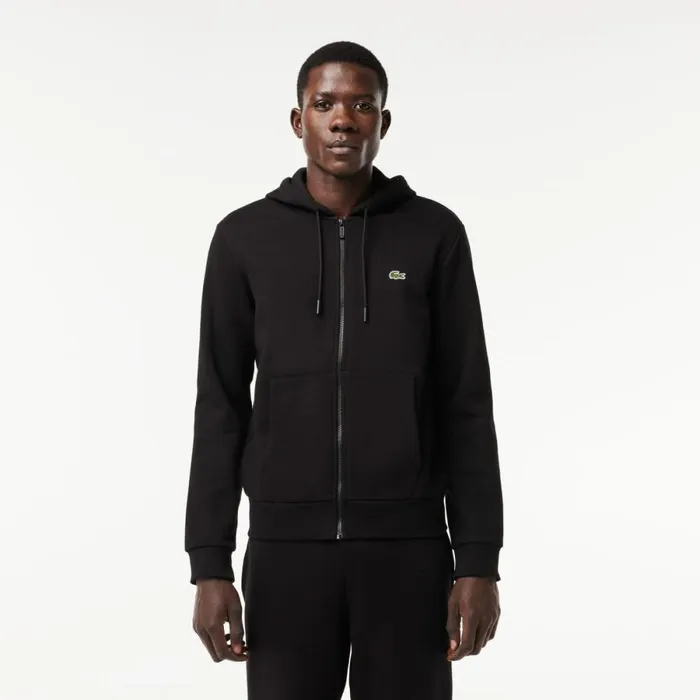 Sweaters and Sweatshirts Men Lacoste Men039s Fleece ZipUp Hoodie Black 031