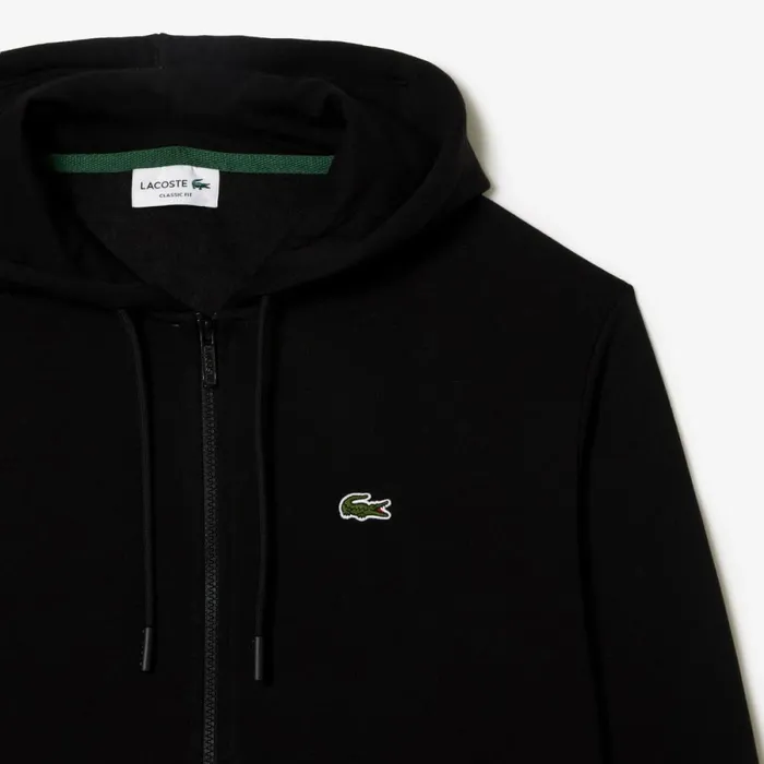 Sweaters and Sweatshirts Men Lacoste Men039s Fleece ZipUp Hoodie Black 031