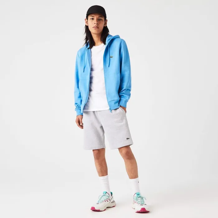 Sweaters and Sweatshirts Men Lacoste Men039s Fleece ZipUp Hoodie Blue 4xa
