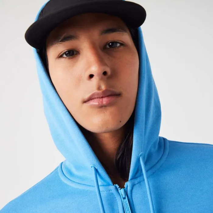 Sweaters and Sweatshirts Men Lacoste Men039s Fleece ZipUp Hoodie Blue 4xa