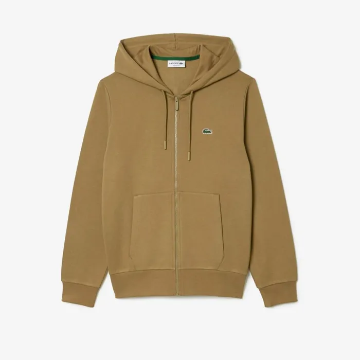 Sweaters and Sweatshirts Men Lacoste Men039s Fleece ZipUp Hoodie Brown Six