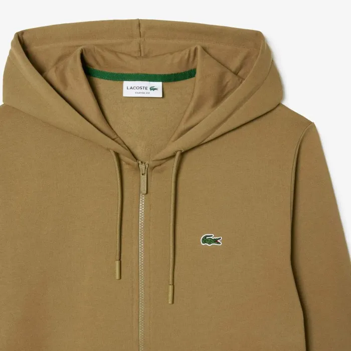 Sweaters and Sweatshirts Men Lacoste Men039s Fleece ZipUp Hoodie Brown Six