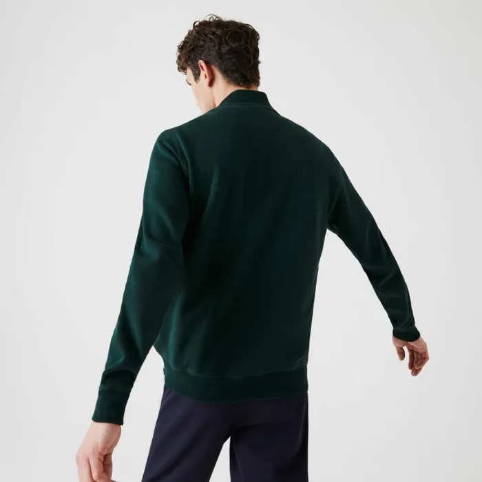 Sweaters and Sweatshirts Men Lacoste Men039s ZipUp Piqu Fleece Jacket Forest Green Yzp