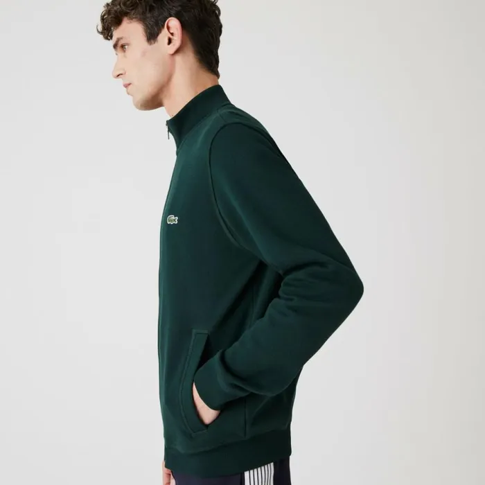 Sweaters and Sweatshirts Men Lacoste Men039s ZipUp Piqu Fleece Jacket Forest Green Yzp