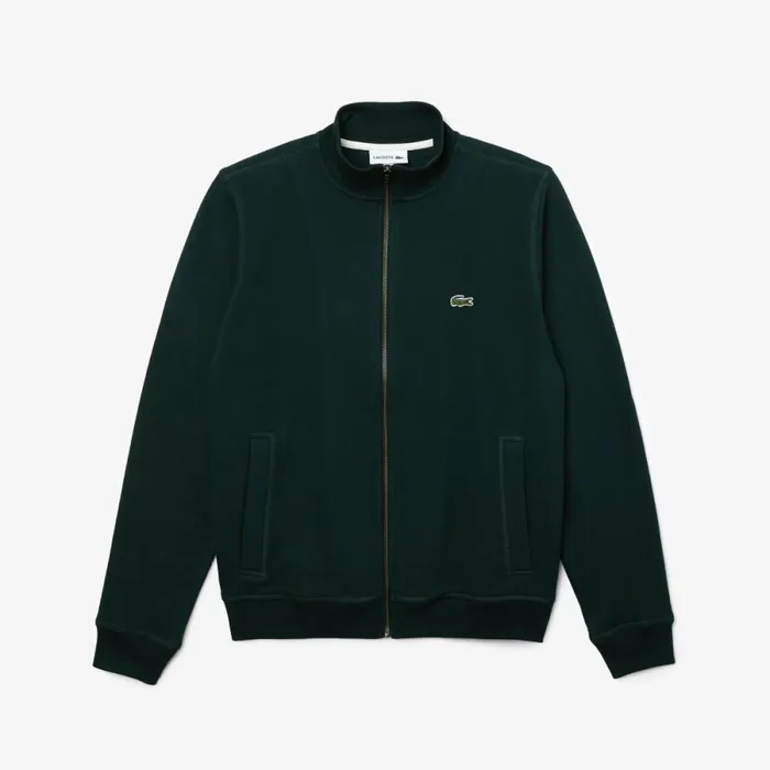 Sweaters and Sweatshirts Men Lacoste Men039s ZipUp Piqu Fleece Jacket Forest Green Yzp