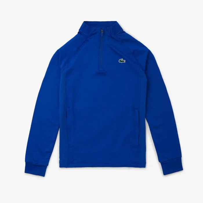 Sweaters and Sweatshirts Men Lacoste Mens QuarterZip Golf Sweatshirt Blue Mai