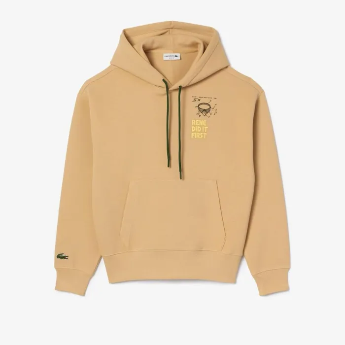 Sweaters and Sweatshirts Men Lacoste Unisex Double Face Piqu Hoodie Beige Ixq