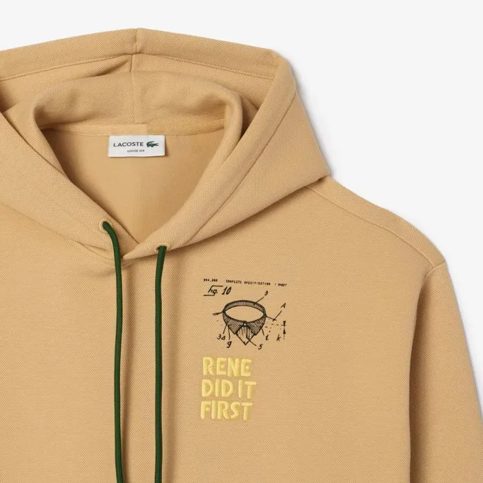 Sweaters and Sweatshirts Men Lacoste Unisex Double Face Piqu Hoodie Beige Ixq