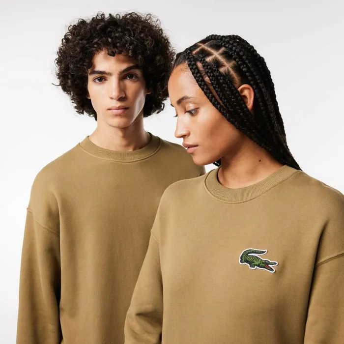 Sweaters and Sweatshirts MenWomen Lacoste Unisex Loose Fit Crocodile Badge Sweatshirt Brown Six