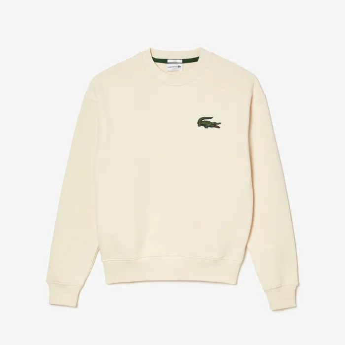Sweaters and Sweatshirts MenWomen Lacoste Unisex Loose Fit Crocodile Badge Sweatshirt Cream Xfj