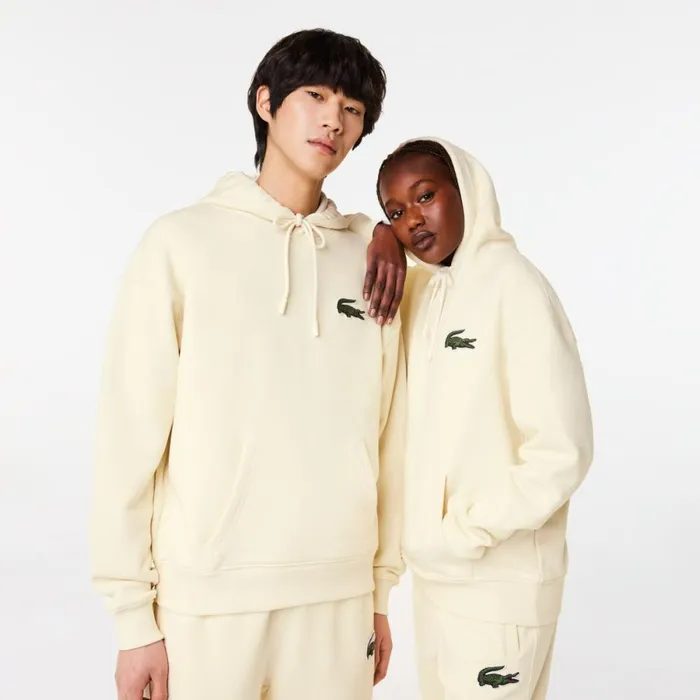Sweaters and Sweatshirts MenWomen Lacoste Unisex Loose Fit Hoodie Cream Xfj