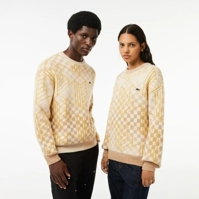 Sweaters and Sweatshirts MenWomen Lacoste Unisex Monogram Alpaca Sweater Brown White Yellow Nim Sweaters and Sweatshirts MenWomen Lacoste Unisex Monogram Alpaca Sweater Brown White Yellow Nim