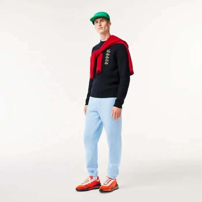 Sweaters and Sweatshirts MenWomen Lacoste Unisex Wool And Cotton Blend Badge Sweater Abysm Blue Hde