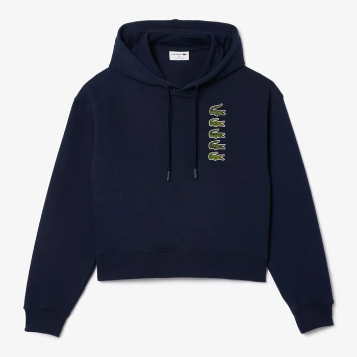 Sweaters and Sweatshirts Women Lacoste Women039s Iconic Croc Hoodie Navy Blue 166