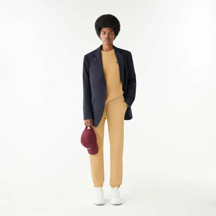 Sweaters and Sweatshirts Women Lacoste Women039s Regular Fit Double Face Piqu Crew Neck Sweatshirt Beige Ixq