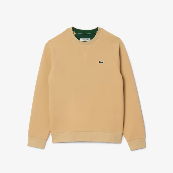 Sweaters and Sweatshirts Women Lacoste Women039s Regular Fit Double Face Piqu Crew Neck Sweatshirt Beige Ixq