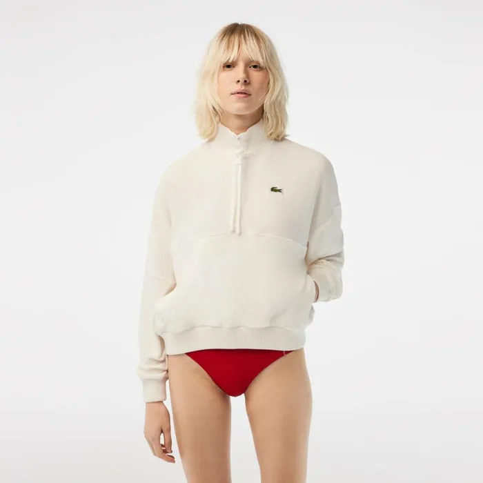 Sweaters and Sweatshirts Women Lacoste Womens HighNeck Terry Cloth Half Zip Sweatshirt White 70v Sweaters and Sweatshirts Women Lacoste Womens HighNeck Terry Cloth Half Zip Sweatshirt White 70v