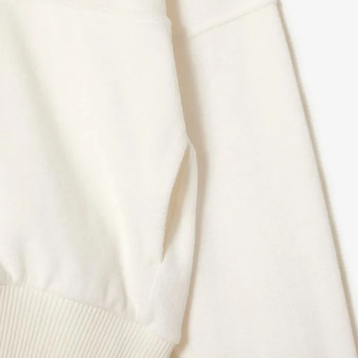 Sweaters and Sweatshirts Women Lacoste Womens HighNeck Terry Cloth Half Zip Sweatshirt White 70v