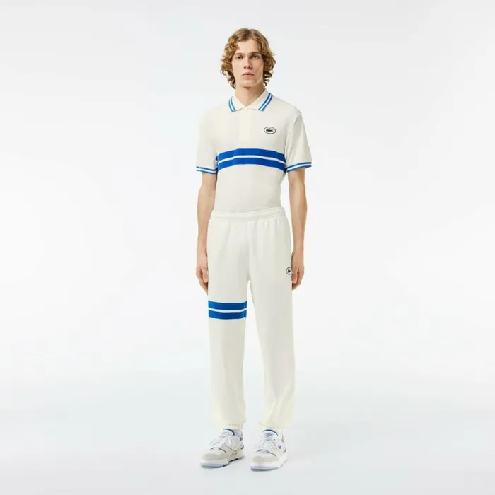 Sweatpants and Trousers Men Lacoste Men039s Bold Stripes Fleece Sweatpants White 70v