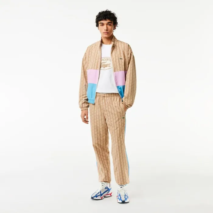 Sweatpants and Trousers Men Lacoste Men039s Monogram Sweatpants Beige Blue Irf