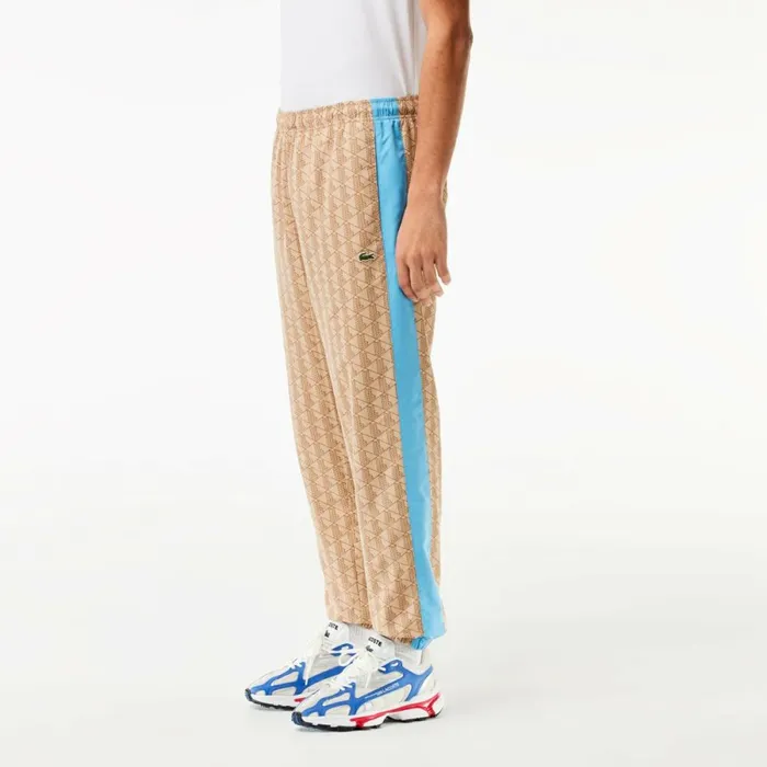 Sweatpants and Trousers Men Lacoste Men039s Monogram Sweatpants Beige Blue Irf