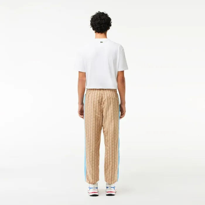 Sweatpants and Trousers Men Lacoste Men039s Monogram Sweatpants Beige Blue Irf