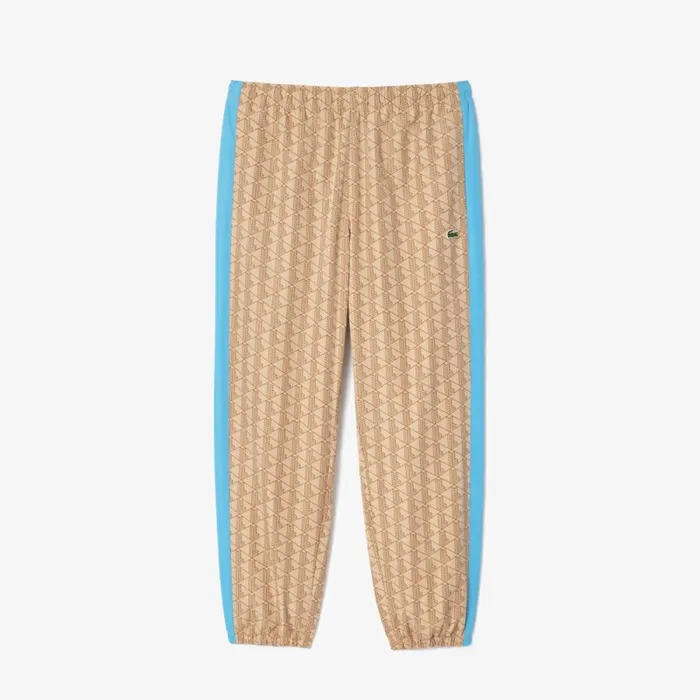 Sweatpants and Trousers Men Lacoste Men039s Monogram Sweatpants Beige Blue Irf