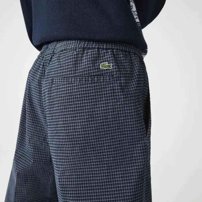 Sweatpants and Trousers MenWomen Lacoste Men039s Heritage Checkered Stretch Cotton Sweatpants Navy Blue White Qrn