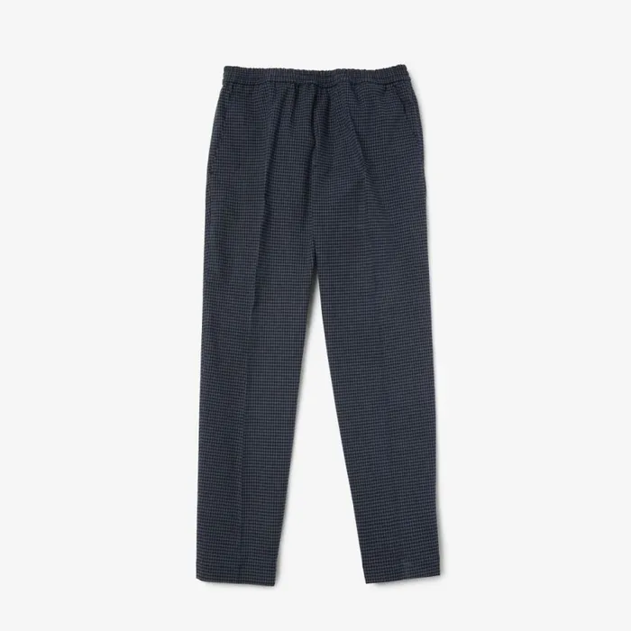 Sweatpants and Trousers MenWomen Lacoste Men039s Heritage Checkered Stretch Cotton Sweatpants Navy Blue White Qrn