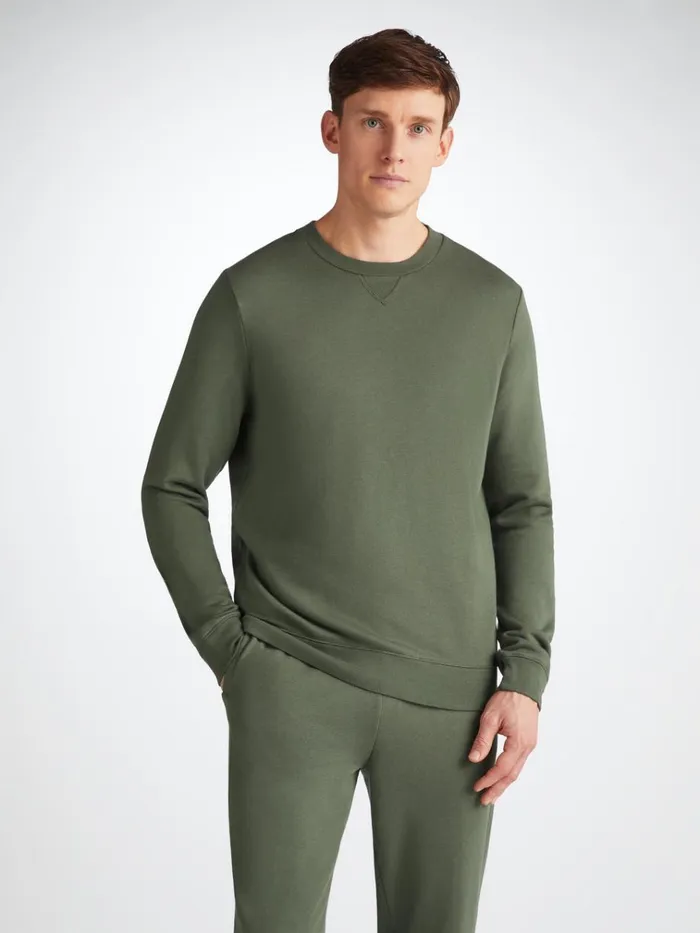 Sweatshirts Men Derek Rose Sweatshirt Quinn Cotton Modal Soft Green