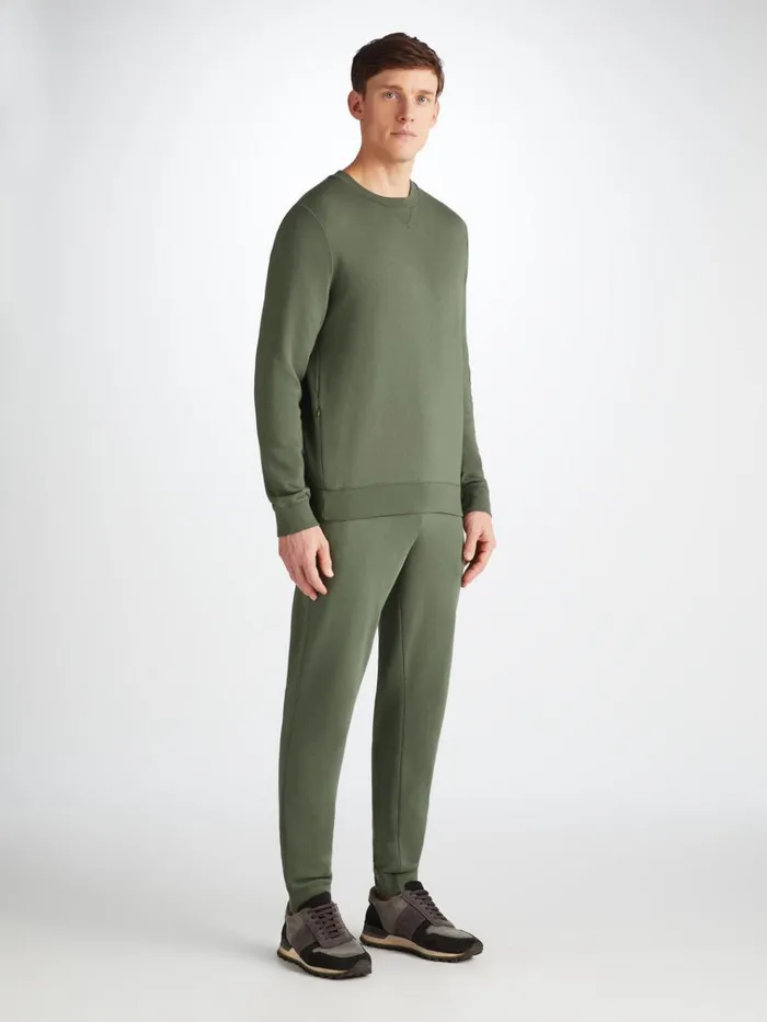 Sweatshirts Men Derek Rose Sweatshirt Quinn Cotton Modal Soft Green