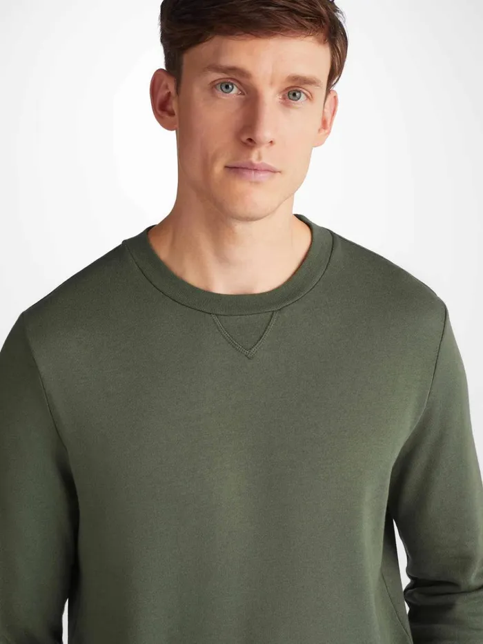 Sweatshirts Men Derek Rose Sweatshirt Quinn Cotton Modal Soft Green