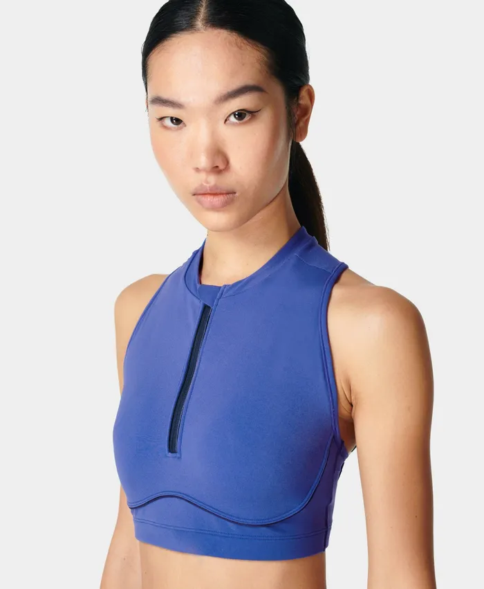 Sweaty Betty Power Contour Zip Bra Hour Blue Women Underwear
