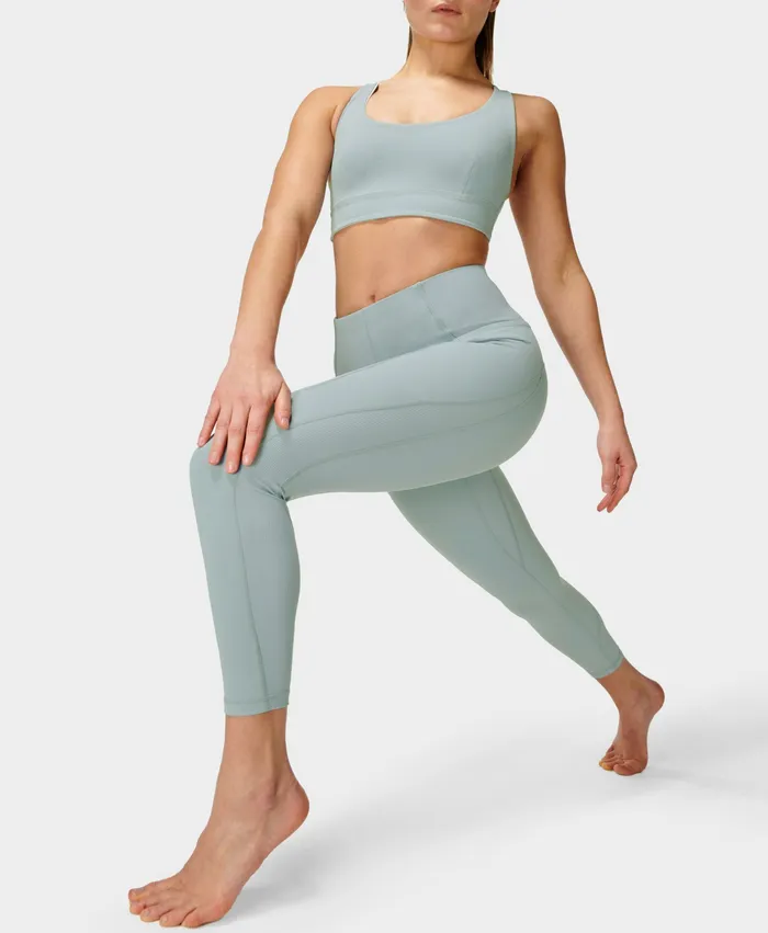 Sweaty Betty Yoga Pants Women Super Soft Ribbed 7U002f8 Yoga Leggings Vapour Blue