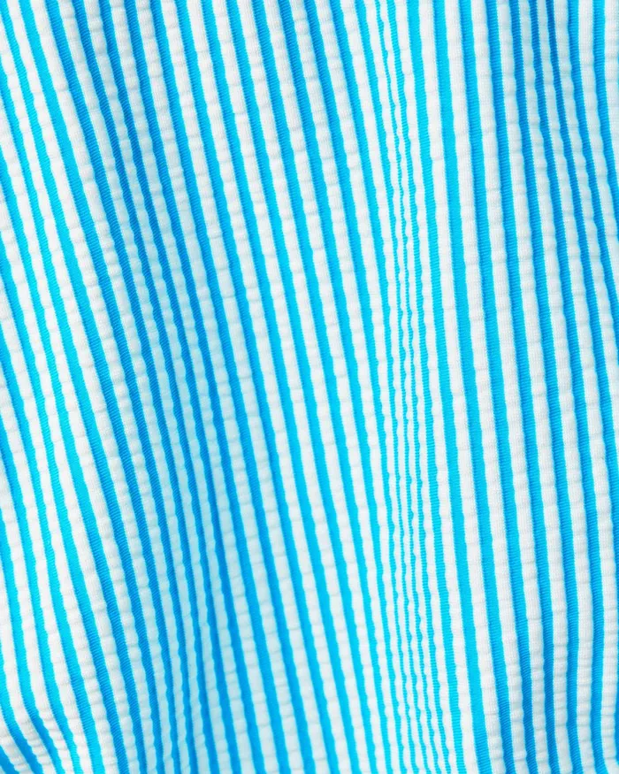Swim Women Lilly Pulitzer Leven Ruffle Bikini Top Cumulus Blue Seersucker Stripe