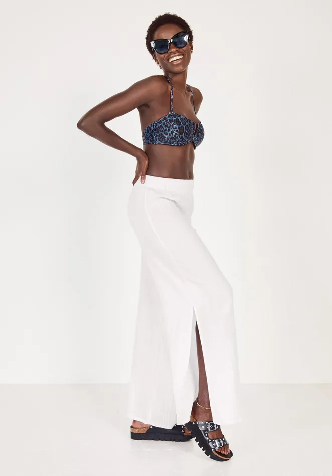 Swimwear Women Hush Bandeau Bikini Top Blue Leopard