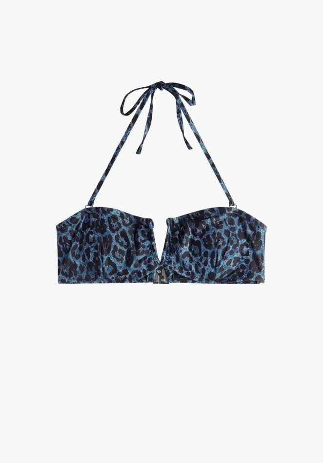 Swimwear Women Hush Bandeau Bikini Top Blue Leopard