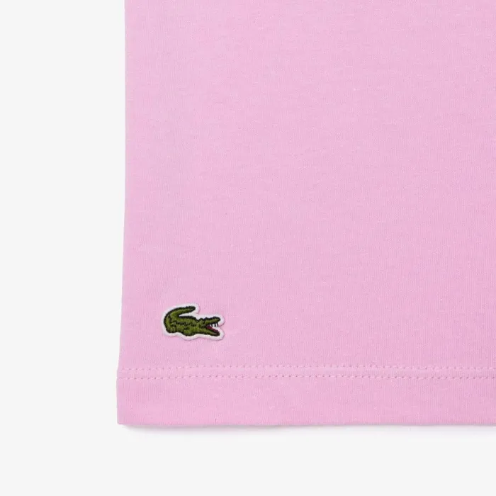 TShirts and Tops Kids Lacoste Kids039 Bright Croc Print Cotton TShirt Pink White Iu9