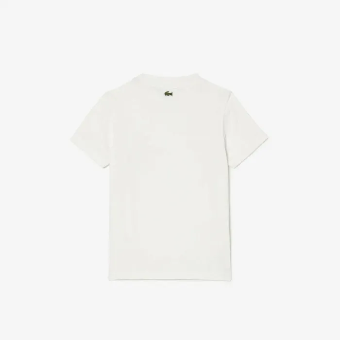 TShirts and Tops Kids Lacoste Kids039 Cotton Badge Print TShirt White 70v