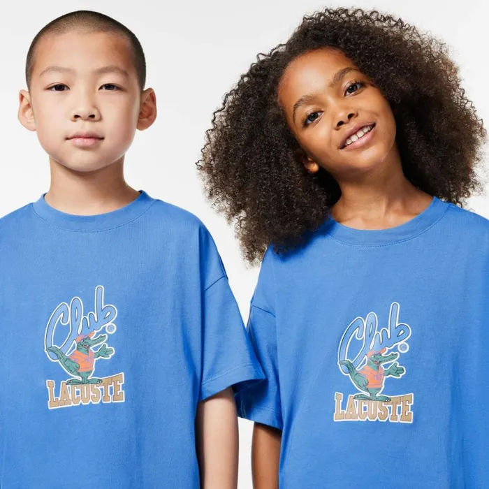 TShirts and Tops Kids Lacoste Kids039 Mascot Print TShirt Blue Siy
