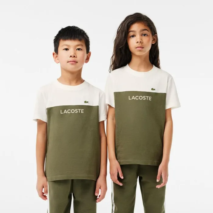 TShirts and Tops Kids Lacoste Kids Colorblock Organic Cotton Jersey TShirt White Khaki Green Imi TShirts and Tops Kids Lacoste Kids Colorblock Organic Cotton Jersey TShirt White Khaki Green Imi