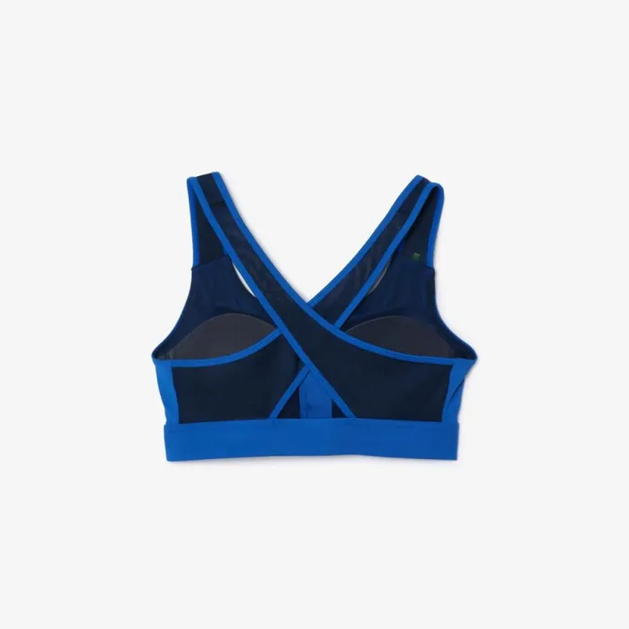 TShirts and Tops Women Lacoste Women039s Colorblock Zip Sports Bra Blue Navy Blue Iuu