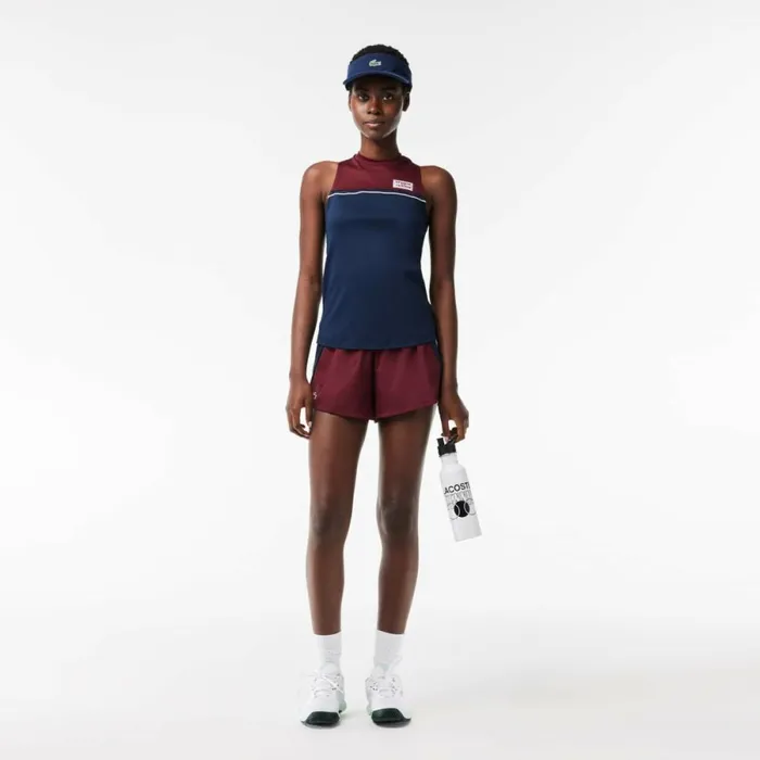 TShirts and Tops Women Lacoste Women039s Contrast Stretch Cotton Sport TShirt Navy Blue Bordeaux R1i