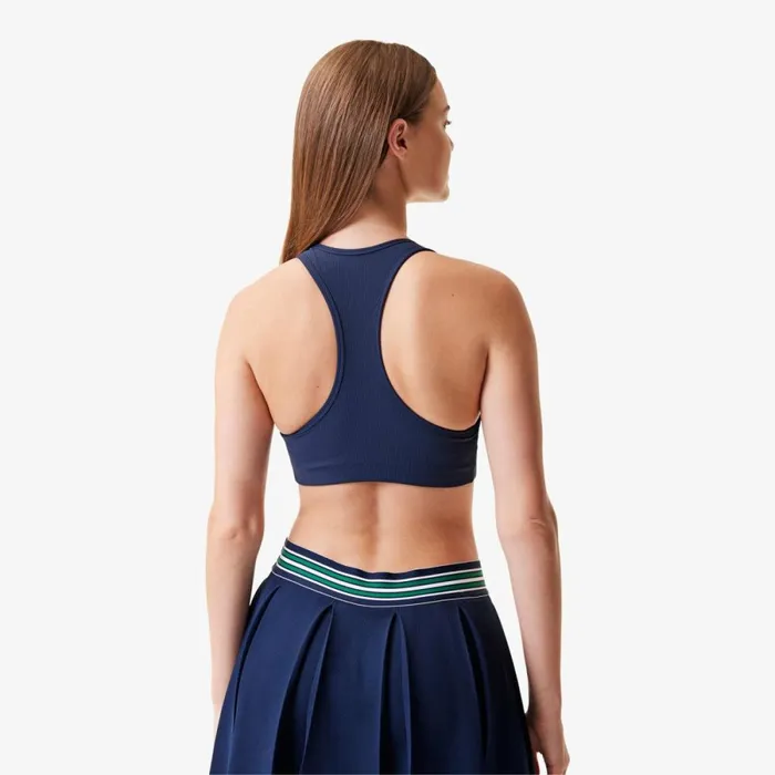 TShirts and Tops Women Lacoste Women039s Lacoste X Bandier Ribbed Sports Bra Navy Blue 166